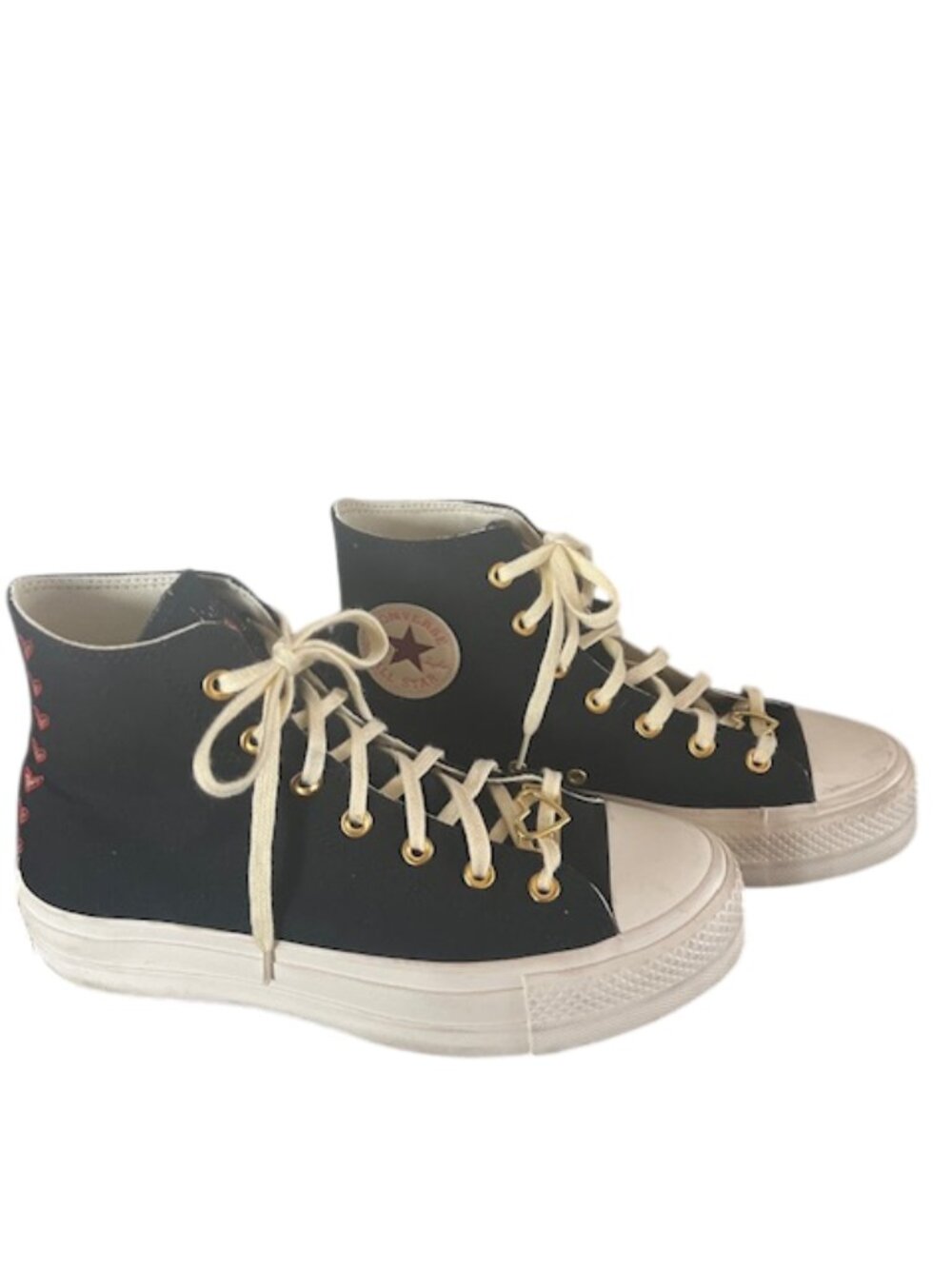 Converse All Star High‑Top Sneakers – Black, Size 7.5 - Hearts